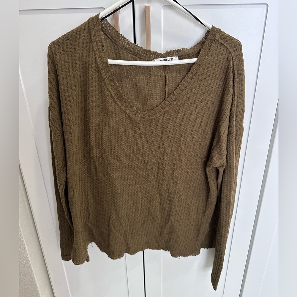 Double Zero Waffle Knit Long-Sleeve Top – Size Small